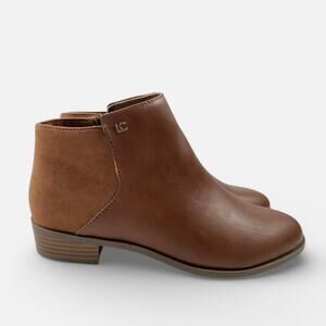 Liz Claiborne Roycen Cognac Brown Faux Leather Ankle Boots Booties Sz 8